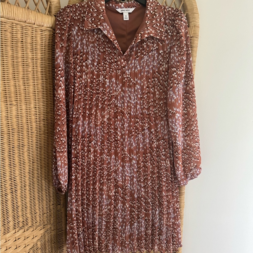 Nine West Rust and White Patterned Dress